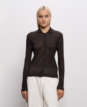 Brunello Cucinelli Коричневий кардиган із шовку та вовни MFR493706