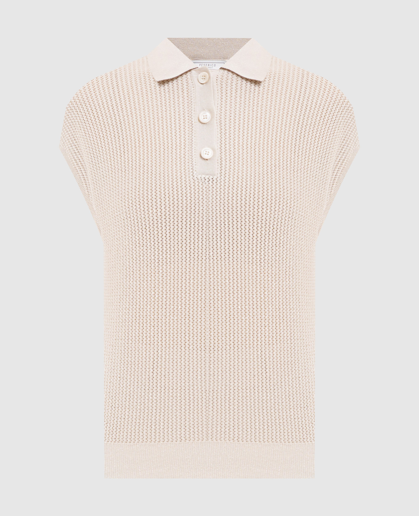 Бежевый топ с воротником-поло