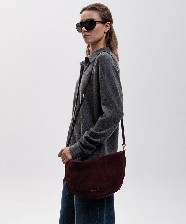 Gianni Chiarini Бордовая замшевая сумка кросс-боди Cleo BS12691CMPL изображение 2