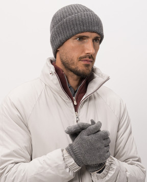 Brunello Cucinelli Рукавички сірого кольору з кашеміру M2293118