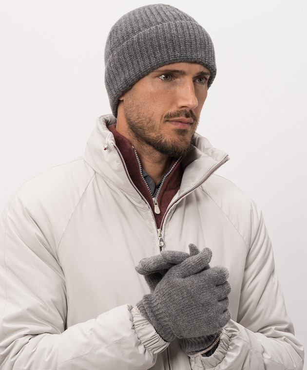 Brunello Cucinelli Рукавички сірого кольору з кашеміру M2293118 зображення 2