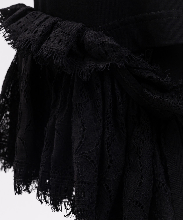 Alexander McQueen Черная футболка с баской A000L5QLAEZ изображение 5