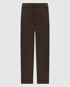 Peserico Коричневые брюки с шерстью с цепочкой мониль P0478602660