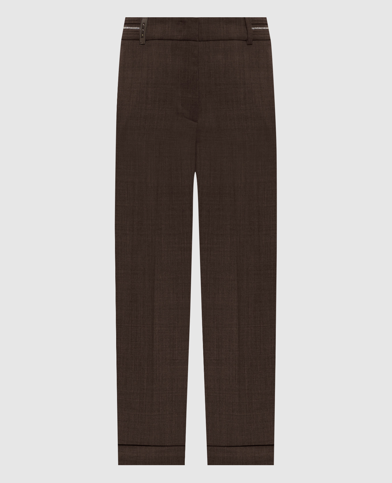 Коричневые брюки с шерстью с цепочкой мониль