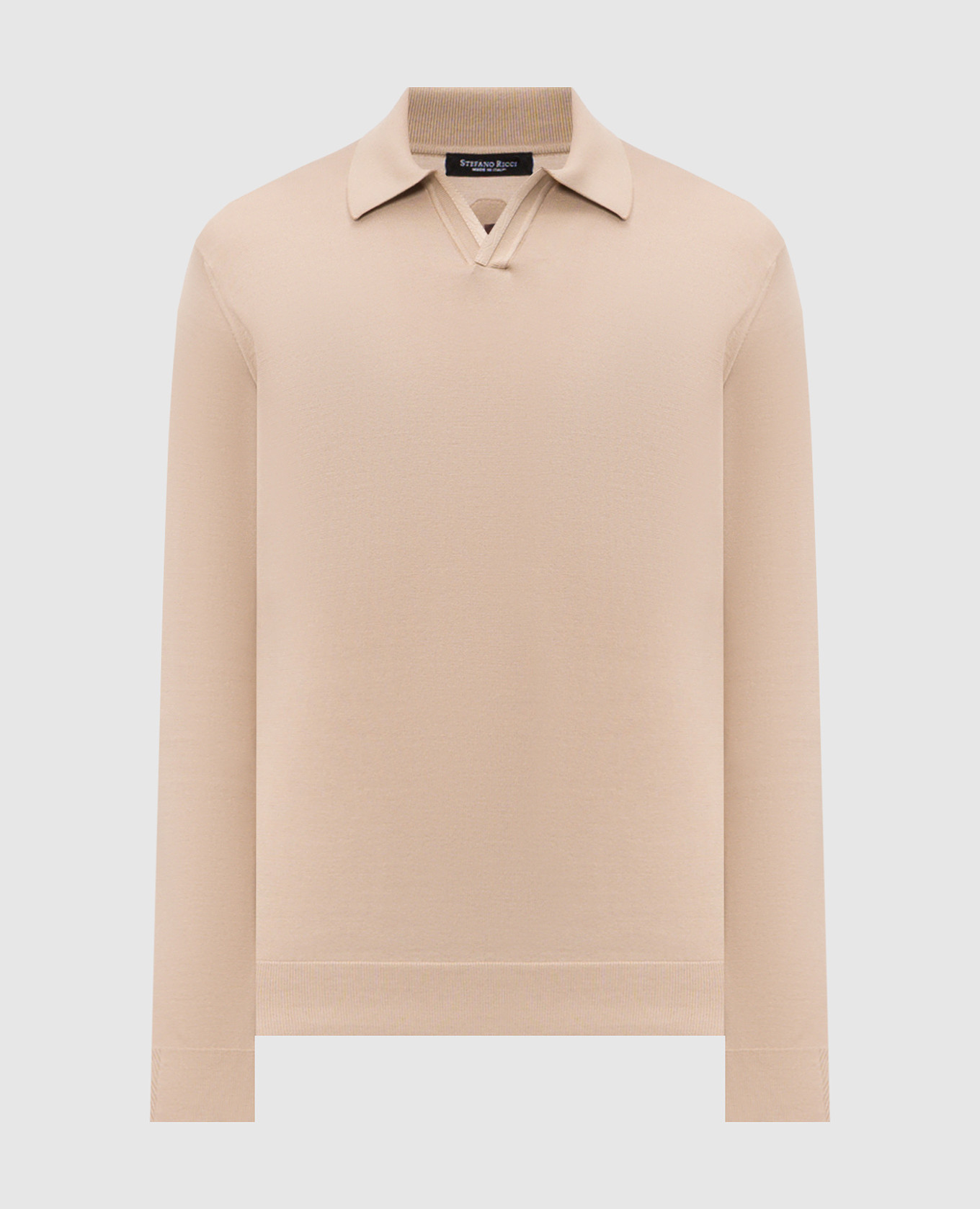 Бежевое поло с длинными рукавами с шелком