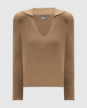 Max Mara Коричневый пуловер ONDATA в рубчик с люрексом ONDATA