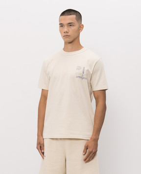 Off-White Бежевая футболка с принтом Connect Dots 44MAA16MF26J00U