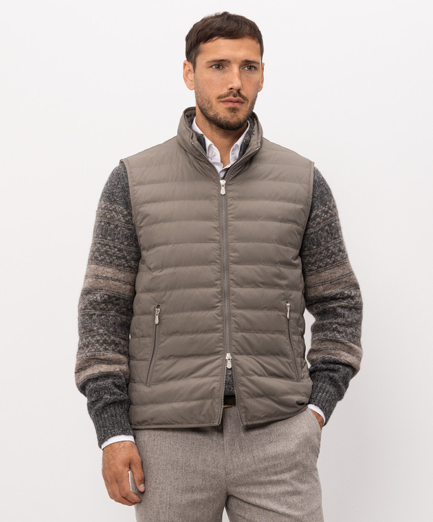 Brunello Cucinelli Сірий пуховий жилет MV4081797 зображення 3