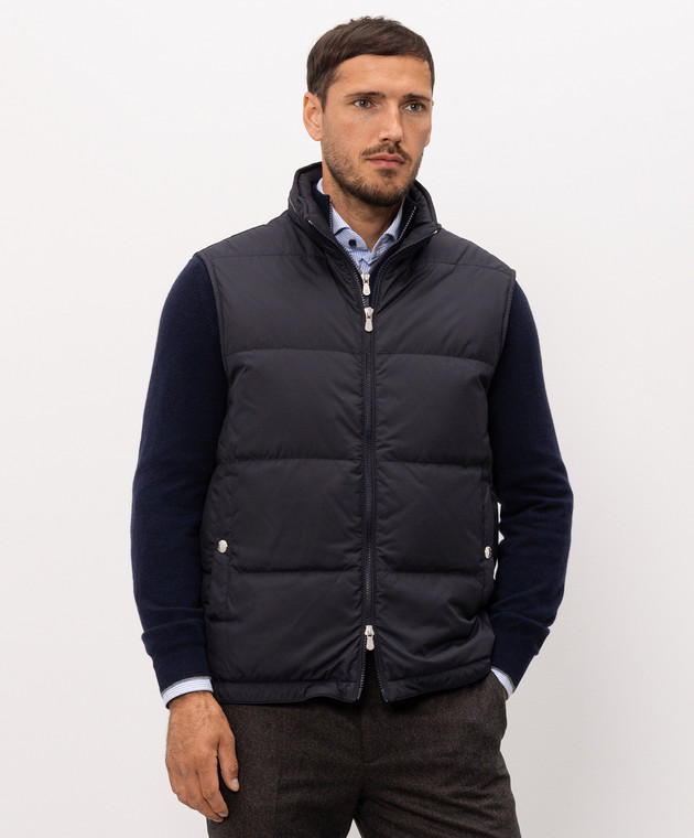 Brunello Cucinelli Синій пуховий жилет MV4081611 зображення 3