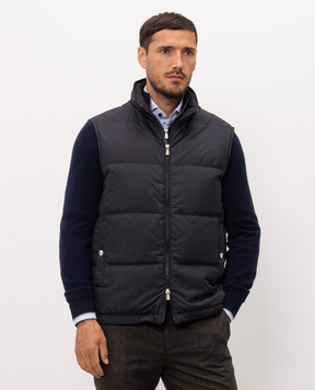 Brunello Cucinelli Синій пуховий жилет MV4081611