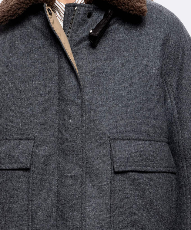 Brunello Cucinelli Серый пуховик из шерсти и кашемира MB1623800 изображение 5