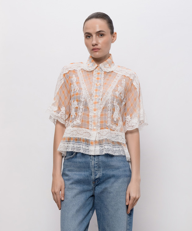 Ermanno Scervino Блуза из шелка в клетку D482K717APXUJ изображение 3