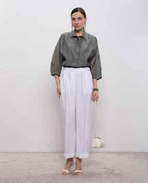 Peserico Зелена блуза із шовком з ланцюжком моніль S0601308372