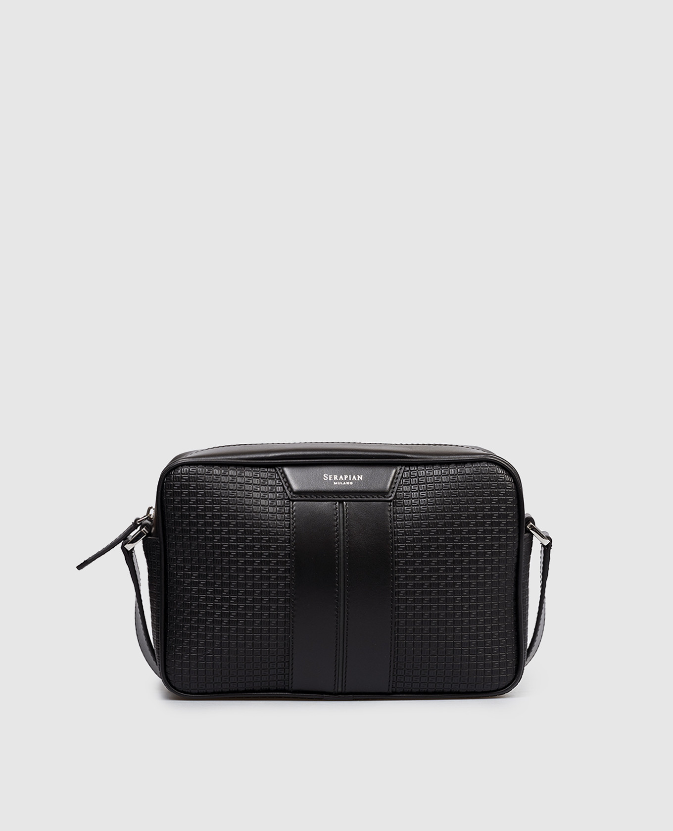 

Черная кожаная сумка с принтом логотипа, Черный, Сумки через плечо