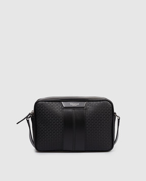 Serapian Черная кожаная сумка с принтом логотипа SRSTSMML739424ACG2