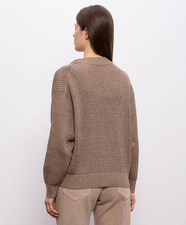 Brunello Cucinelli Коричневый кардиган с люрексом MST258306 изображение 4