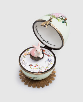 Fanex France Зеленое музыкальное фарфоровое яйцо Кролик OPLAVERTPALE