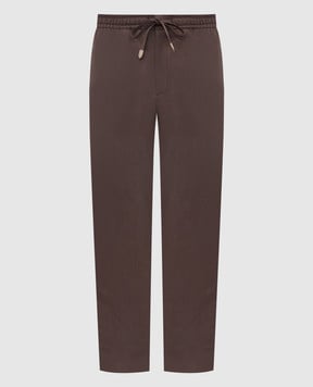 Canali Коричневые брюки из льна и шелка AX03156U97003