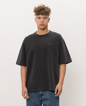 Off-White Сіра футболка з фактурним логотипом 44MAA120F26J00W