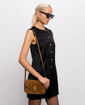 Saint Laurent Коричневая замшевая сумка кросс-боди LOULOU 873156AAEY6