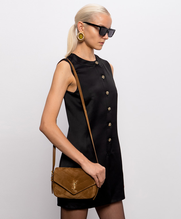 Saint Laurent Коричневая замшевая сумка кросс-боди LOULOU 873156AAEY6 изображение 2