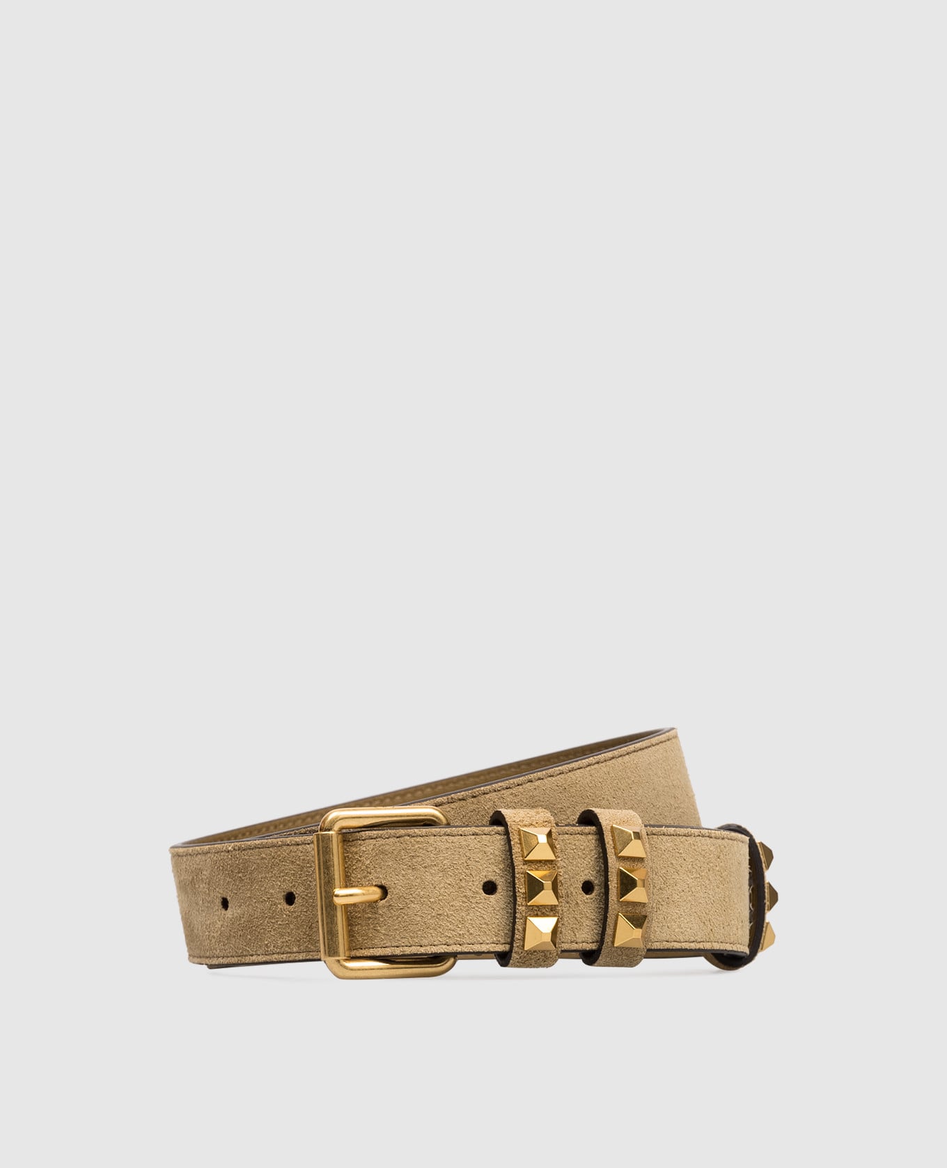 Коричневый замшевый ремень Flaneuse с пирамидками