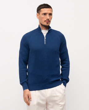 Brunello Cucinelli Синій джемпер в рубчик M29400104