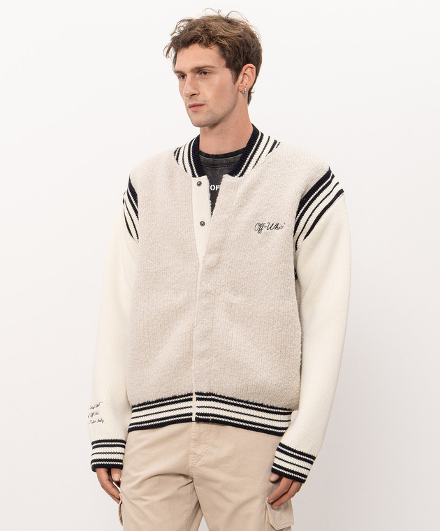 Off-White Бежевый кардиган с шерстью альпаки 44MHB02UF26K001 изображение 3