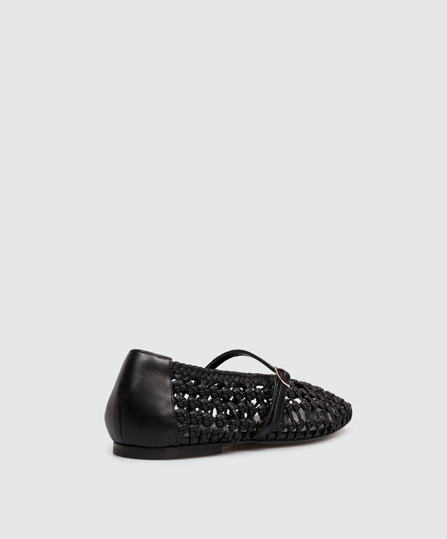 Babe Pay Pls Чорні шкіряні балетки з плетінням BALETY зображення 3