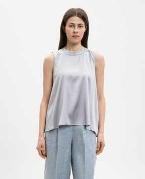 Peserico Сірий топ із шовку з блискучою текстурою A086272372E