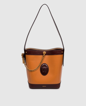 Versace Коричнева шкіряна сумка бакет-бег Pivot 10234601A17451