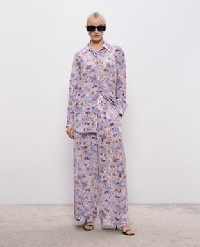 Balmain Фиолетовая блуза из шелка в цветочный принт GF1HS435SF37