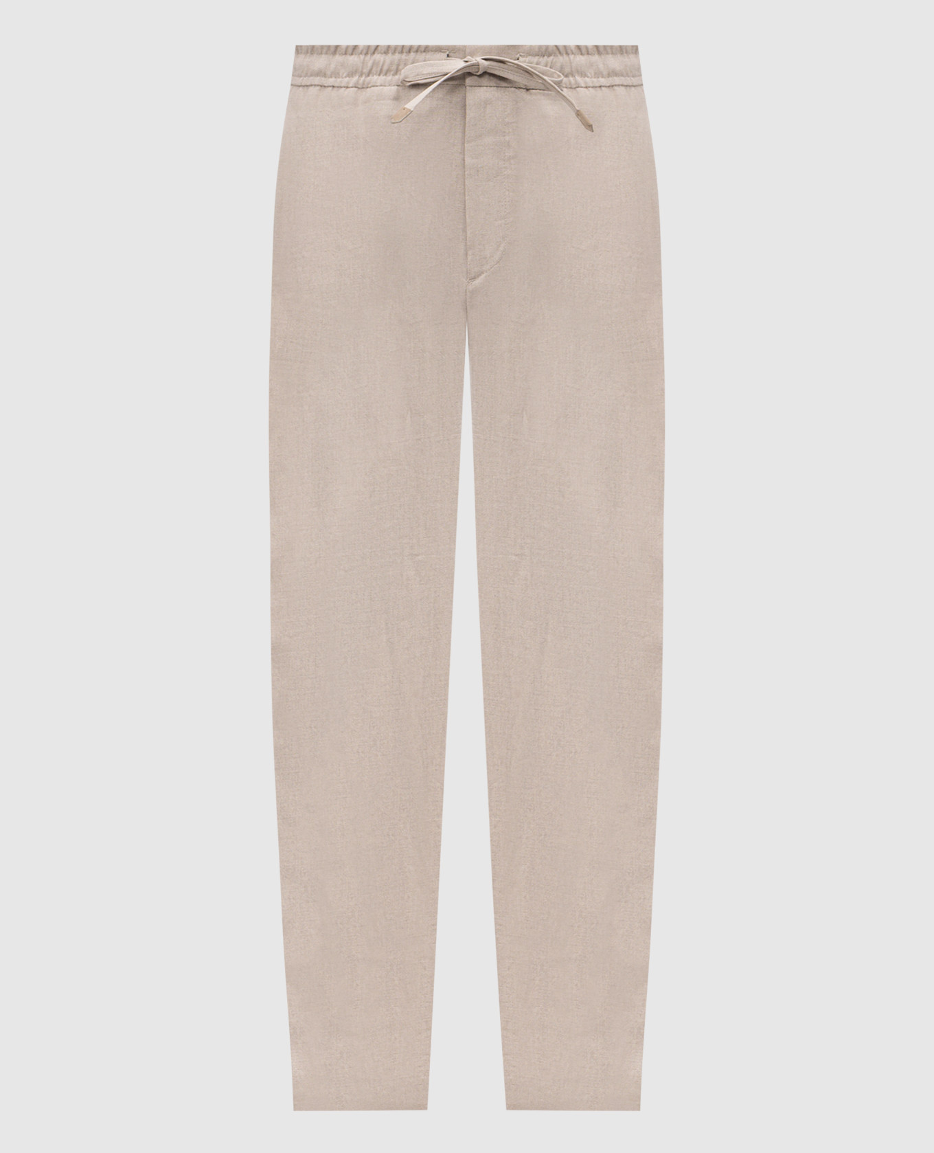 

Бежевые брюки из льна, Бежевый, Зауженные брюки