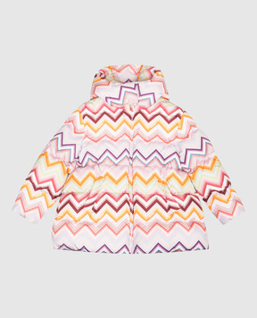 Missoni Дитячий рожевий пуховик в брендовий принт MZ2A10N0443