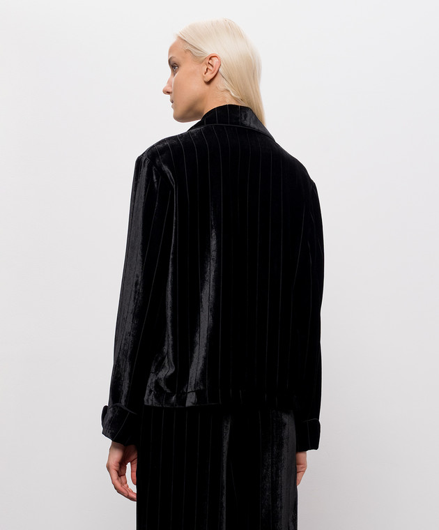 Ermanno Scervino Черная бархатная рубашка в стиле пижамы с шелком D492I350XTC изображение 4