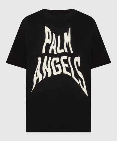 Чорна футболка з принтом логотипа Distorted