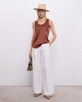 Brunello Cucinelli Терракотовый топ из шелка M0C59E0600