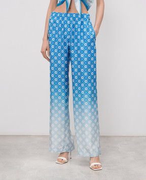 Casablanca Синие брюки из шелка в принт WSS26TR37202