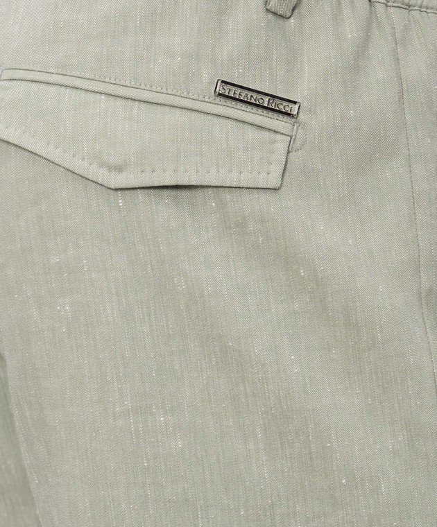 Stefano Ricci Зеленые шорты из льна и шерсти M1T6100300WL003L изображение 5