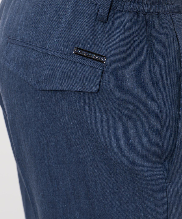 Stefano Ricci Синие шорты из льна и шерсти M1T6100300WL003L изображение 5