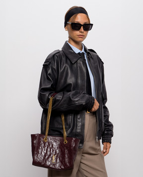 Saint Laurent Бордова шкіряна сумка-тоут NIKI 8726800EN07