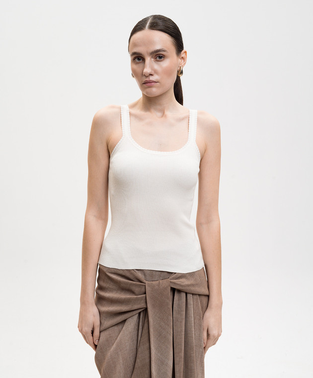 Ermanno Scervino Майка кольору айворі в рубчик D485L762HVT зображення 3
