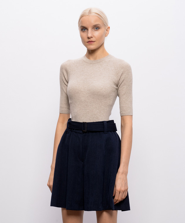 Brunello Cucinelli Бежевый топ с кашемиром в рубчик M9A822200P изображение 3
