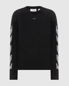 Off-White Темно-серый свитер с шерстью 44MHE087F26K002