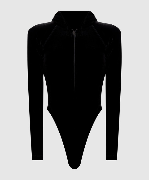 Vetements Черное велюровое боди с капюшоном WH27BO115B