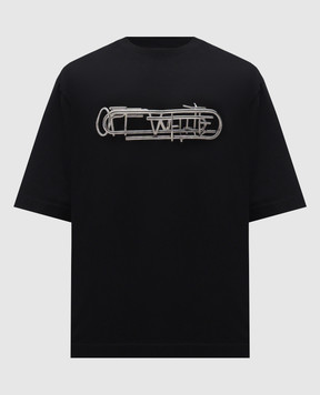 Off-White Чорна футболка Paperclip 44MAA120F5J00I