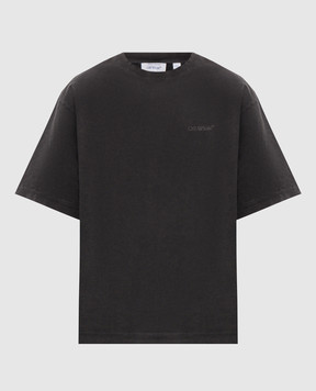 Off-White Сіра футболка з фактурним логотипом 44MAA120F26J00W