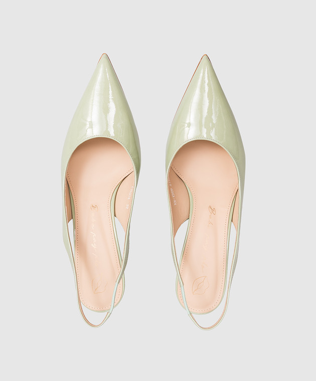 Babe Pay Pls Зеленые кожаные лакированные слингбеки 215604LA изображение 4