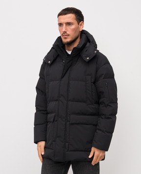 Herno Чорний пуховик з принтом логотипа PI001292U12840