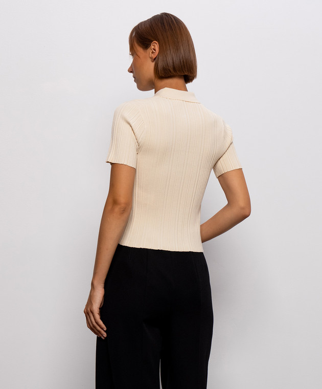 Victoria Beckham Бежевый топ в рубчик на молнии 1326KTP007305A изображение 4